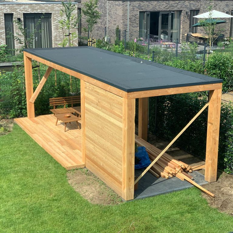 dakbedekking tuinhuis plat dak